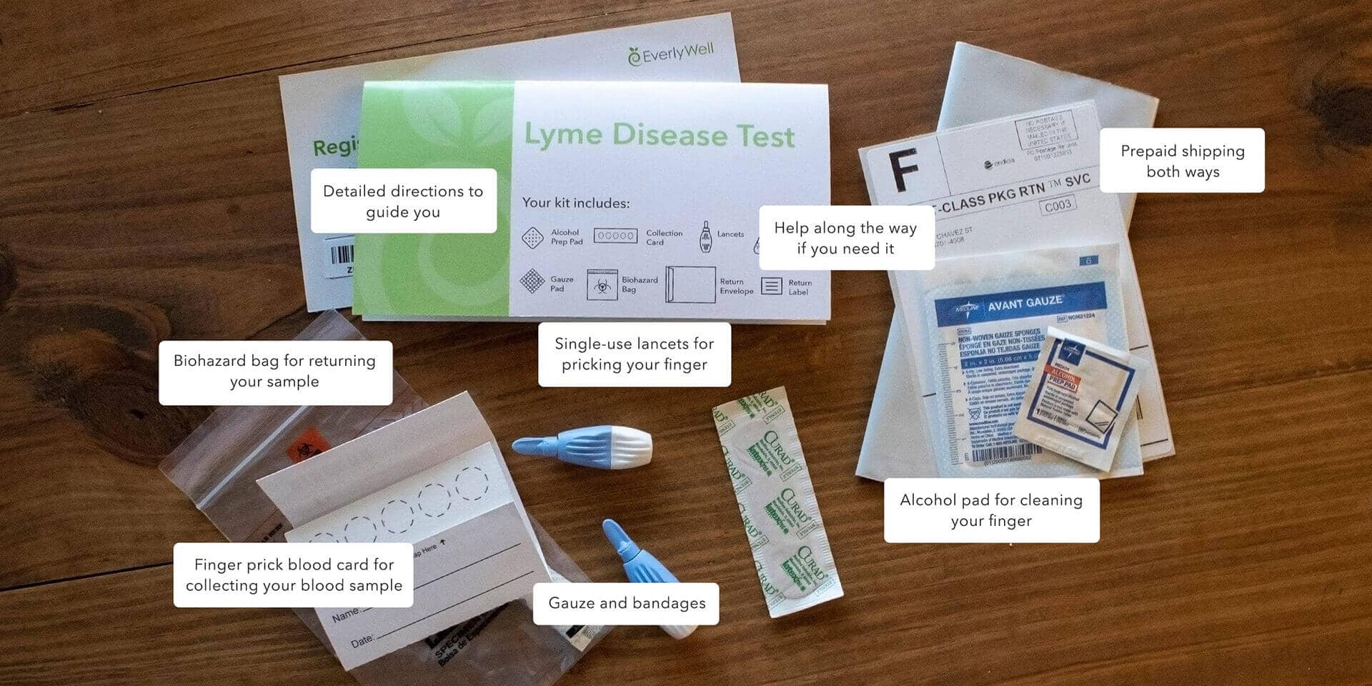 At-home Lyme Disease Test kit components