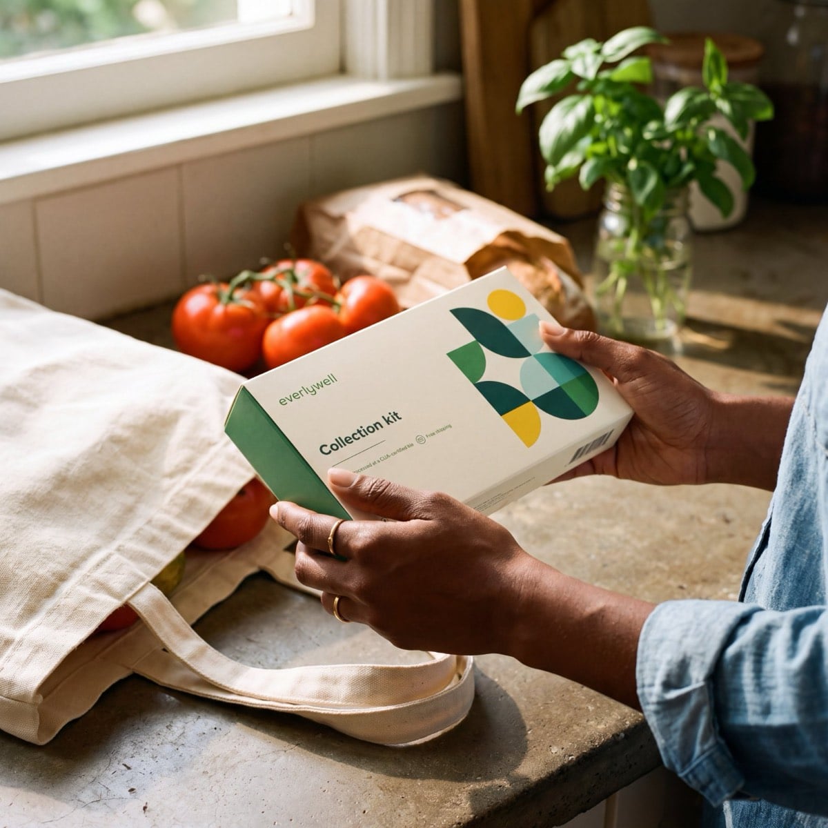 The Food Sensitivity Test kit in hand at home
