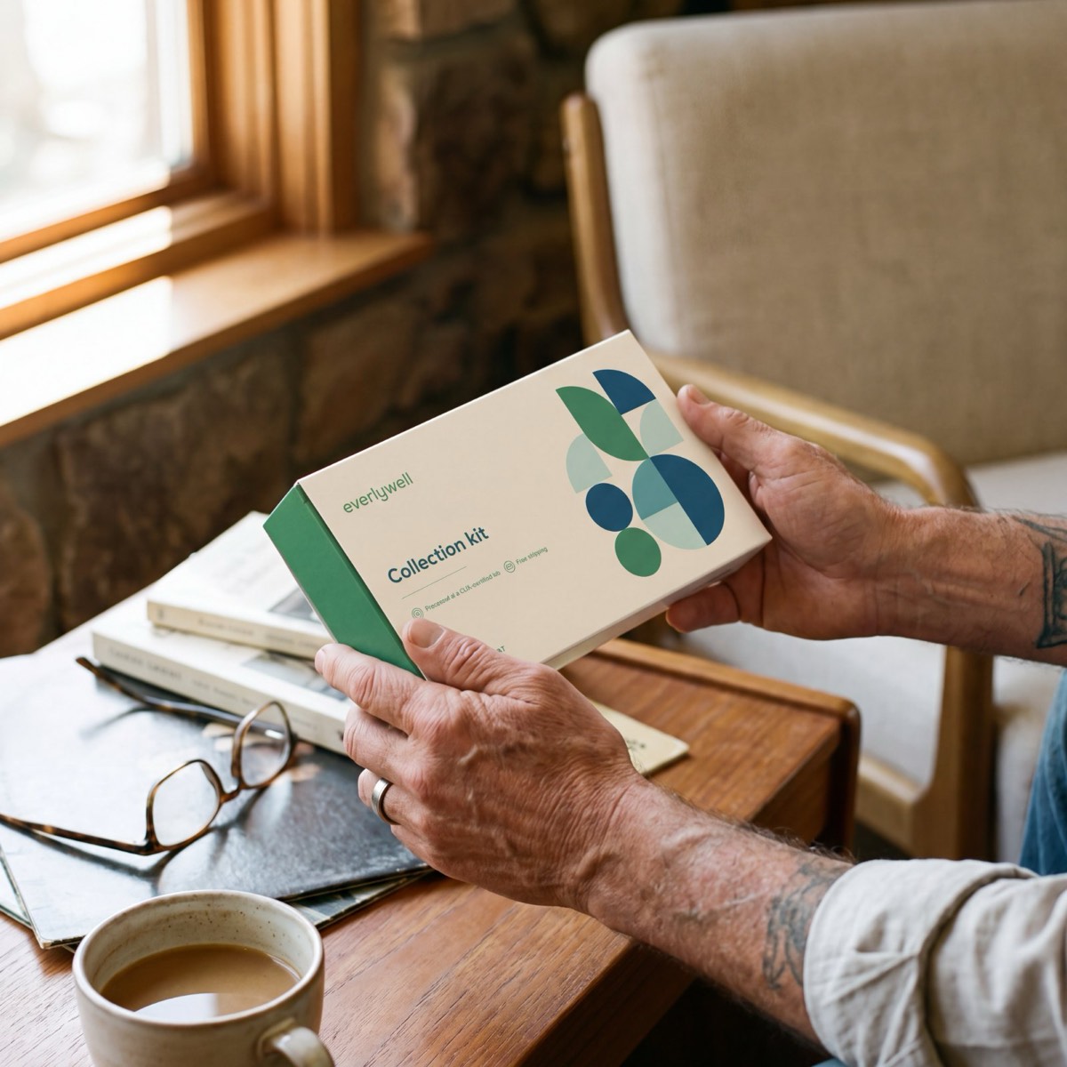 The Hepatitis C Test kit in hand at home