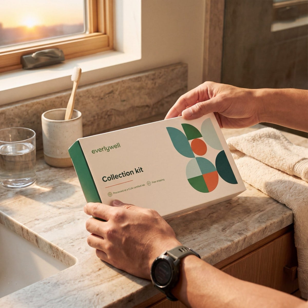 The Testosterone Test kit in hand at home